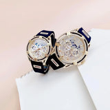 Guess Queen Quartz Gold Dial Black Silicone Strap Watch For Women - GW0536L3 Authentic Buy Shop Now