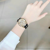 Guess Queen Quartz Gold Dial Black Silicone Strap Watch For Women - GW0536L3 Authentic Buy Shop Now