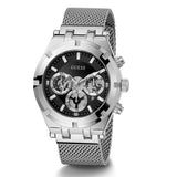 Guess Continental Quartz Black Dial Silver Mesh Strap Watch For Men - GW0582G1 Authentic Buy Shop Now