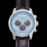 Guess Horizon Chronograph Analog Blue Dial Brown Leather Strap Watch For Men - W0380G6 Authentic Buy Shop Now