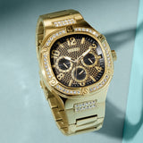 Guess Duke Glitz Crystals Gold Dial Gold Steel Strap Watch For Men - GW0576G2 Authentic Buy Shop Now