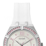 Guess Sparkling Silver Dial White Rubber Strap Watch For Women - GW0032L1 Authentic Buy Shop Now