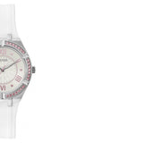 Guess Sparkling Silver Dial White Rubber Strap Watch For Women - GW0032L1 Authentic Buy Shop Now