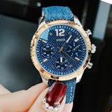 Guess Marina Chronograph Blue Dial Blue Denim Strap Watch For Women - W1057L1 Authentic Buy Shop Now