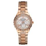 Guess Viva Diamonds White Dial Rose Gold Steel Strap Watch for Women - W0111L3 Authentic Buy Shop Now