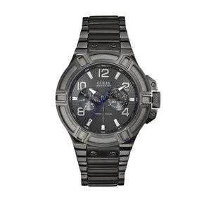 Guess Rigor Multifunction Black Dial Black Steel Strap Watch For Men - W0218G1 Authentic Buy Shop Now
