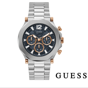 Guess Edge Chronograph Black Dial Silver Steel Strap Watch For Men - GW0539G1 Authentic Buy Shop Now