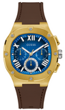 Guess Headline Chronograph Blue Dial Brown Silicone Strap Watch For Men - GW0571G5 Authentic Buy Shop Now