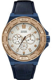 Guess Force Multi Function White Dial Blue Leather Strap Watch For Men - W0674G7 Authentic Buy Shop Now