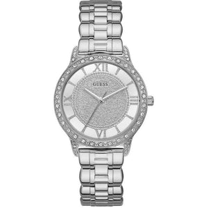 Guess Ethereal Diamonds Silver Dial Silver Steel Strap Watch for Women - W1013L1 Authentic Buy Shop Now