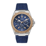 Guess Legacy Analog Blue Dial Blue Denim Strap Watch for Men - W1058G1 Authentic Buy Shop Now