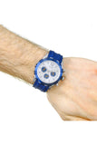 Guess Caliber Chronograph White Dial Blue Rubber Strap Watch for Men - W0864G6 Authentic Buy Shop Now