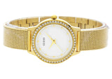 Guess Chelsea Crystals Mother of Pearl White Dial Gold Mesh Bracelet Watch For Women - W0647L7 Authentic Buy Shop Now