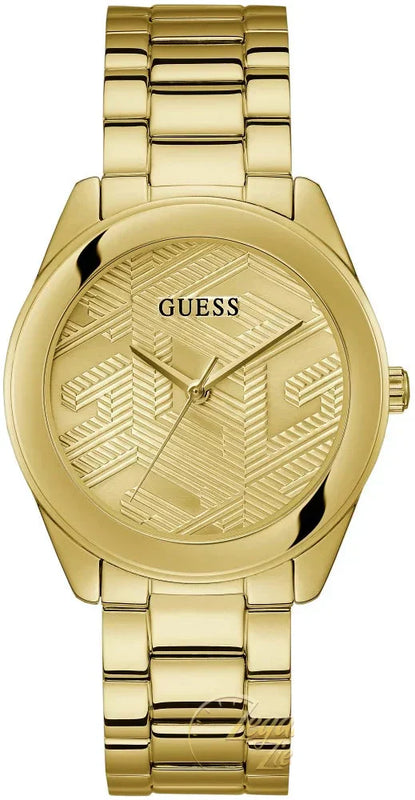 Guess Cubed Analog Gold Dial Gold Steel Strap Watch For Women - GW0606L2 Authentic Buy Shop Now