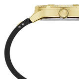 Guess Duchess Crystals Gold Dial Black Silicon Strap Watch For Women - GW0619L2 Authentic Buy Shop Now