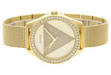 Guess Tri Glitz Quartz Diamonds Gold Dial Gold Mesh Bracelet Watch For Women - W1142L2 Authentic Buy Shop Now
