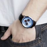 Guess Wafer Analog Blue Dial Brown Leather Strap Watch For Men - W0496G2 Authentic Buy Shop Now