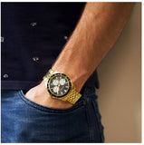 Guess Odyssey Multifunction Black Dial Gold Steel Strap Watch For Men - W1107G4 Authentic Buy Shop Now