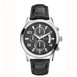 Guess Exec Chronograph Quartz Black Dial Black Leather Strap Watch for Men - W0076G1 Authentic Buy Shop Now