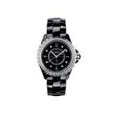 Chanel J12 Diamonds Ceramic Black Dial Black Steel Strap Watch for Women - J12 H3108 Authentic Buy Shop Now