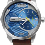 Diesel Mini Daddy LIght Blue Dial Brown Leather Strap Watch For Men - DZ7321 Authentic Buy Shop Now