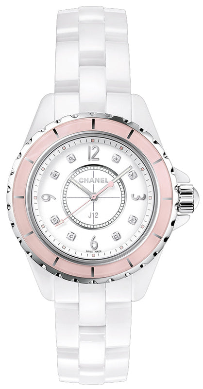 Chanel J12 Quartz Diamonds Ceramic White Dial White Steel Strap Watch for Women - J12 H4466 Authentic Buy Shop Now