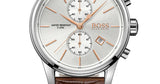 Hugo Boss Jet Chronograph Quartz Silver Dial Brown Leather Strap Watch For Men - HB1513280 Authentic Buy Shop Now
