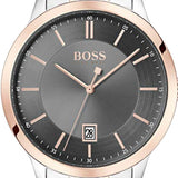 Hugo Boss Classic Grey Dial Two Tone Steel Strap Watch for Men - 1513688 Authentic Buy Shop Now