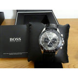 Hugo Boss Ikon Grey Dial Black Leather Strap Watch for Men - 1513177 Authentic Buy Shop Now