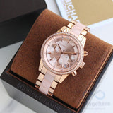 Michael Kors Ritz Chronograph Rose Gold Dial Two Tone Steel Strap Watch for Women - MK6307 Authentic Buy Shop Now