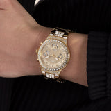 Guess Moonlight Multi Function Diamonds Gold Dial Gold Steel Strap Watch for Women - GW0320L2 Authentic Buy Shop Now