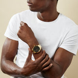 Guess Atlas Chronograph Black Dial Gold Steel Strap Watch for Men - W0668G8 Authentic Buy Shop Now