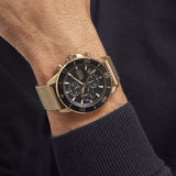 Hugo Boss Admiral Chronograph Black Dial Gold Mesh Bracelet Watch for Men - 1513906 Authentic Buy Shop Now