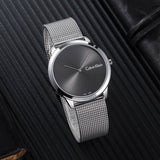 Calvin Klein Minimal Grey Dial Silver Mesh Bracelet Watch for Men - K3M211Y3 Authentic Buy Shop Now
