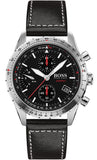Hugo Boss Aero Chronograph Black Dial Black Leather Strap Watch for Men - 1513770 Authentic Buy Shop Now