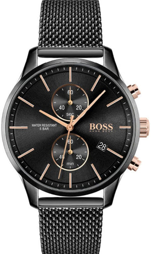 Hugo Boss Associate Black Dial Black Mesh Bracelet Watch for Men - 1513811 Authentic Buy Shop Now