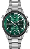 Hugo Boss Globetrotter Green Dial Silver Steel Strap Watch for Men - 1513930 Authentic Buy Shop Now