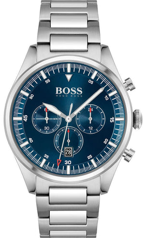 Hugo Boss Pioneer Blue Dial Silver Steel Strap Watch for Men - 1513867 Authentic Buy Shop Now