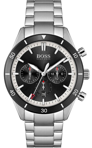 Hugo Boss Santiago Black Dial Silver Steel Strap Watch for Men - 1513862 Authentic Buy Shop Now
