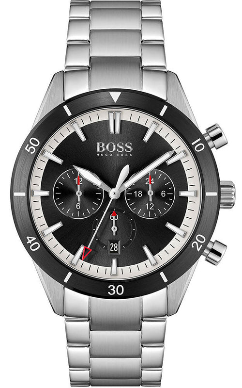 Hugo Boss Santiago Black Dial Silver Steel Strap Watch for Men - 1513862 Authentic Buy Shop Now