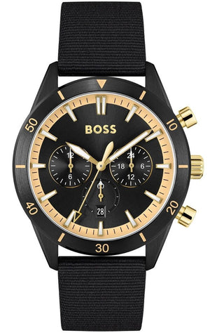 Hugo Boss Santiago Black Dial Black Nylon Strap Watch for Men - 1513935 Authentic Buy Shop Now