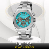 Guess Empire Chronograph Quartz Sky Blue Dial Silver Steel Strap Watch For Men - GW0489G3 Authentic Buy Shop Now