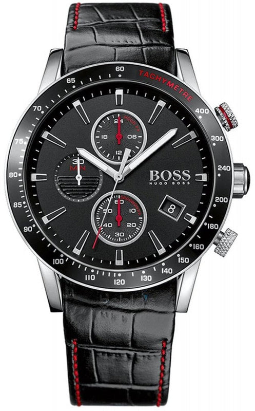 Hugo Boss Rafale Chronograph Black Dial Black Leather Strap Watch For Men - 1513390 Authentic Buy Shop Now