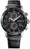 Hugo Boss Rafale Chronograph Black Dial Black Leather Strap Watch For Men - 1513390 Authentic Buy Shop Now