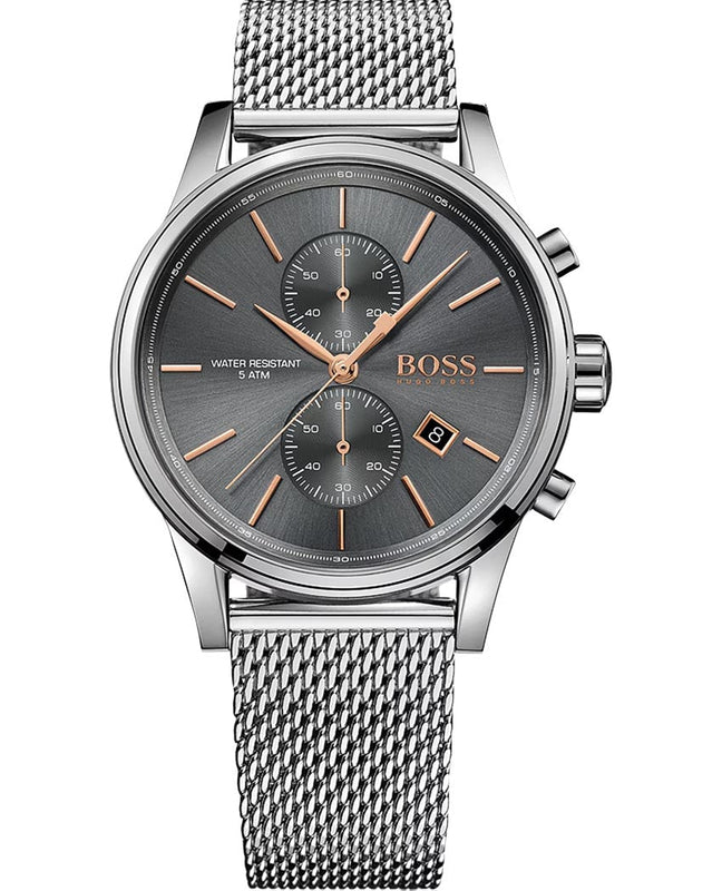 Hugo Boss Jet Chronograph Grey Dial Silver Mesh Bracelet Watch for Men - 1513440 Authentic Buy Shop Now