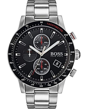 Hugo Boss Rafale Chronograph Black Dial Silver Steel Strap Watch for Men - 1513509 Authentic Buy Shop Now