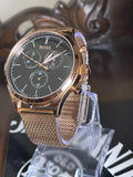 Hugo Boss Companion Chronograph Black Dial Rose Gold Steel Strap Watch For Men - 1513548 Authentic Buy Shop Now