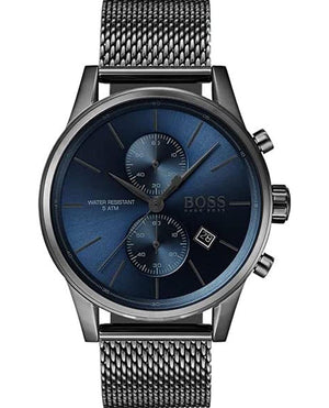 Hugo Boss Jet Blue Dial Gunmetal Mesh Bracelet Watch for Men - 1513677 Authentic Buy Shop Now