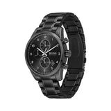Hugo Boss Skymaster Chronograph Black Dial Black Steel Strap Watch for Men - 1513785 Authentic Buy Shop Now