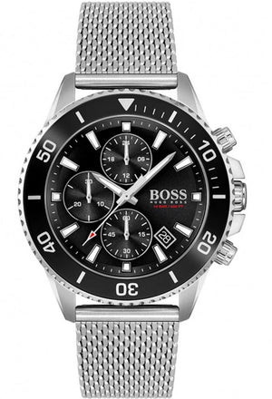 Hugo Boss Ocean Edition Black Dial Silver Mesh Bracelet Watch for Men - 1513701 Authentic Buy Shop Now